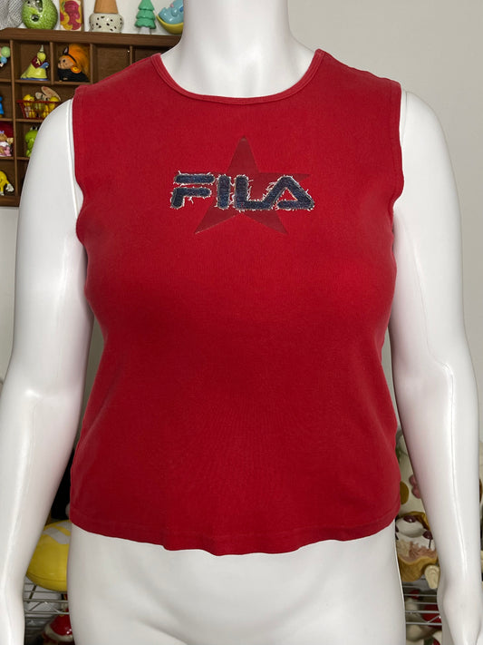 2000s Red Fila Star Graphic Tank Sz XL