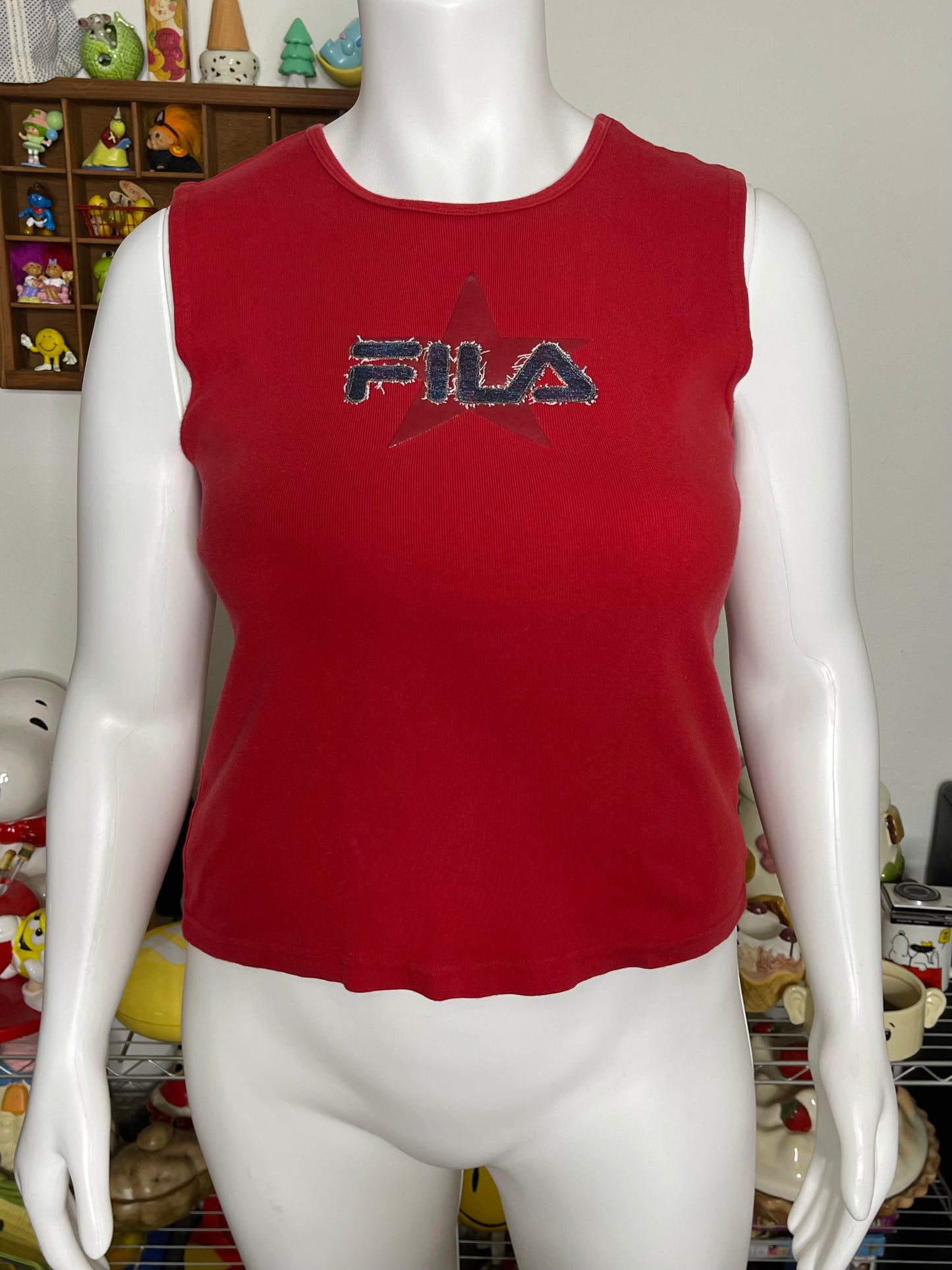 2000s Red Fila Star Graphic Tank Sz XL
