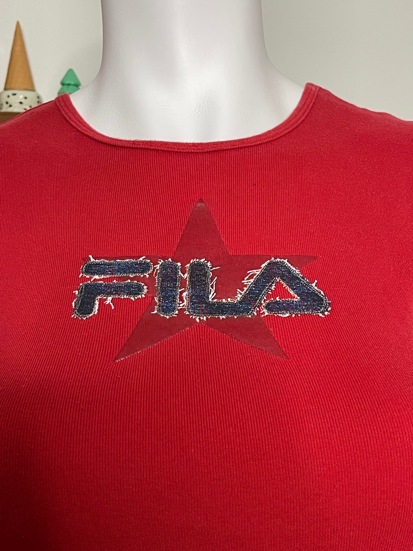 2000s Red Fila Star Graphic Tank Sz XL