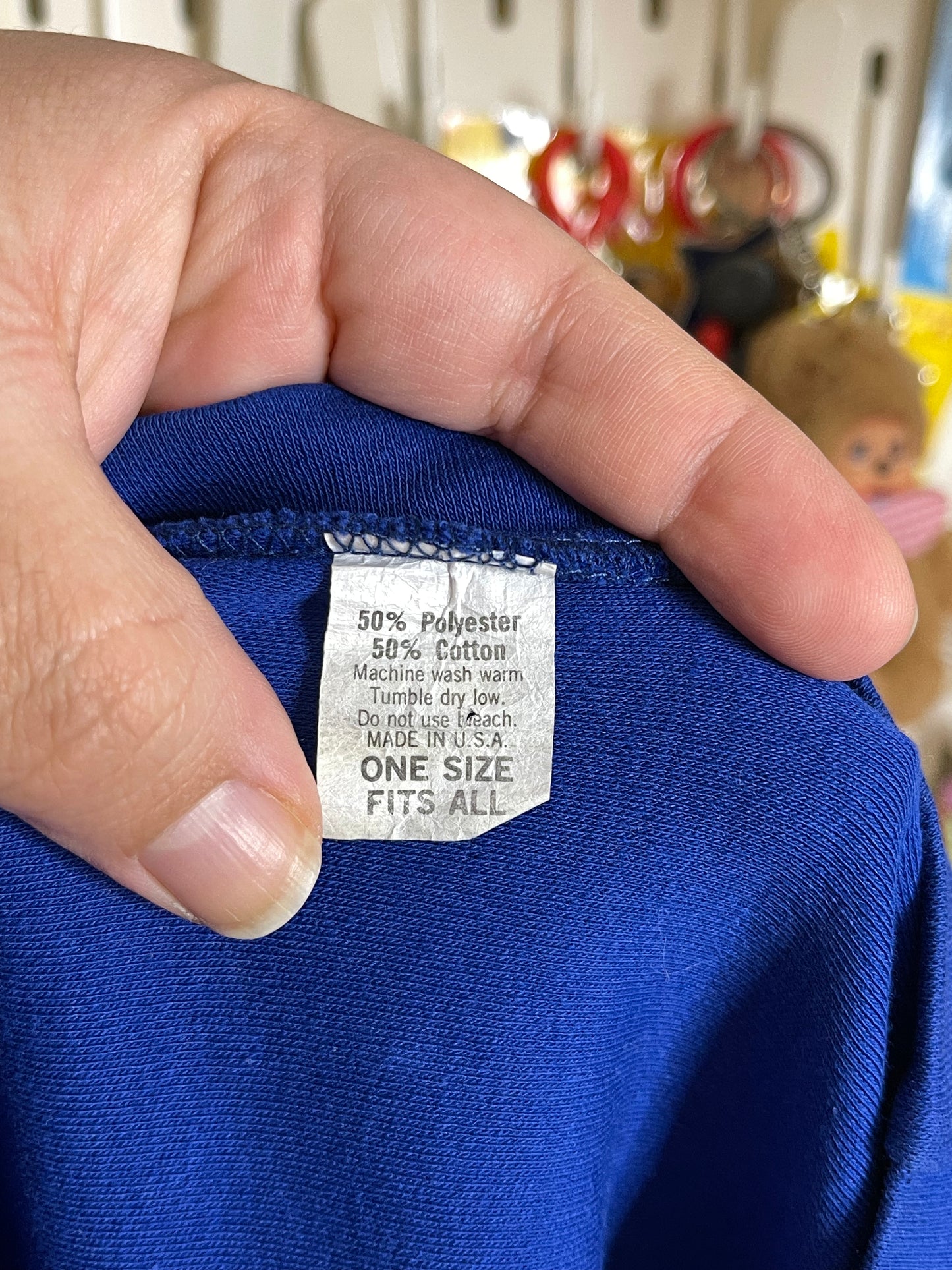 Vintage Oversized Blue Cat Graphic Distressed Top Sz "OS" S-XXL