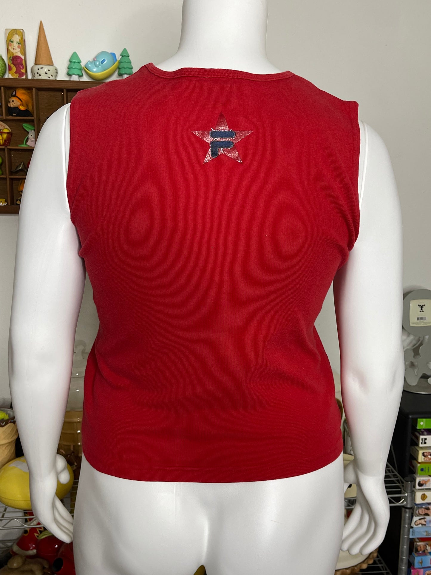2000s Red Fila Star Graphic Tank Sz XL