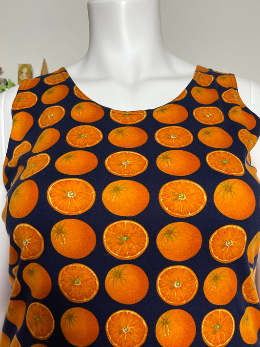 Vintage Oranges Fruit Print Tank Top Sz L