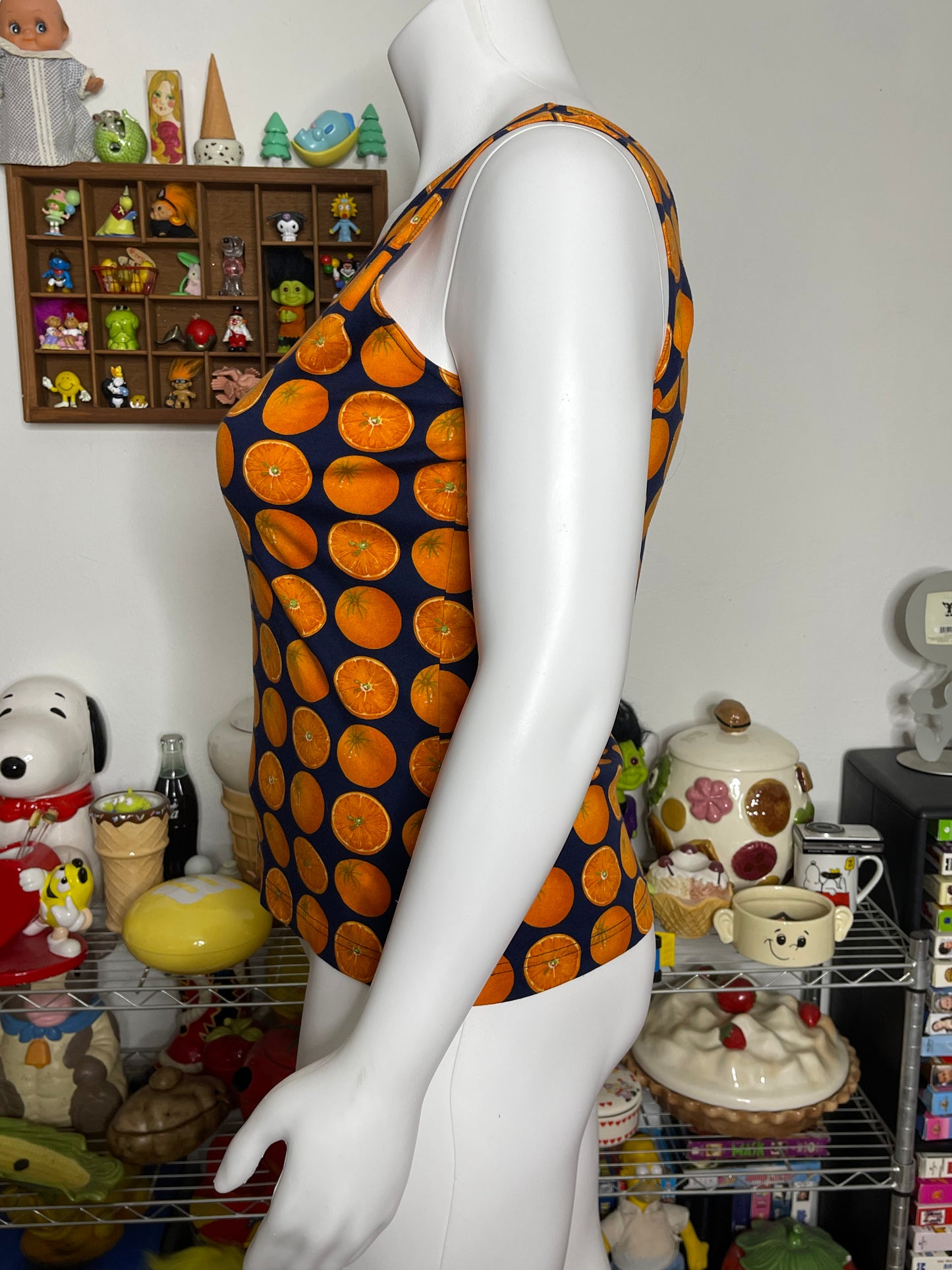Vintage Oranges Fruit Print Tank Top Sz L