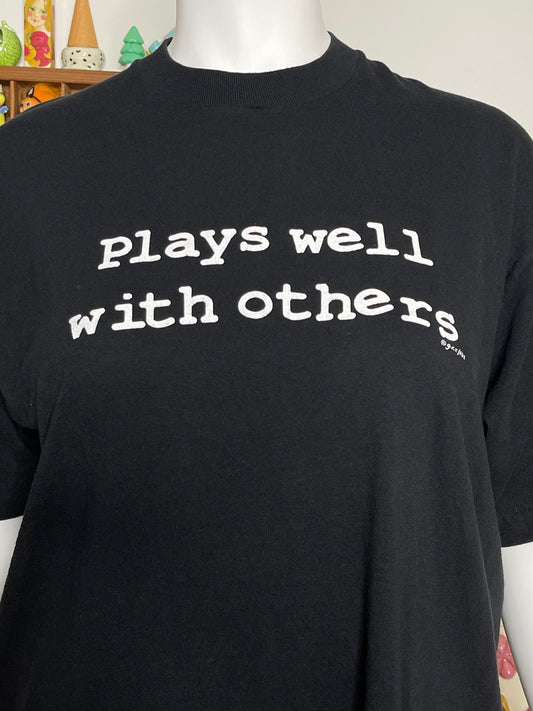 Vintage Plus Size Black "Plays well with others" Graphic Tee Sz XXL