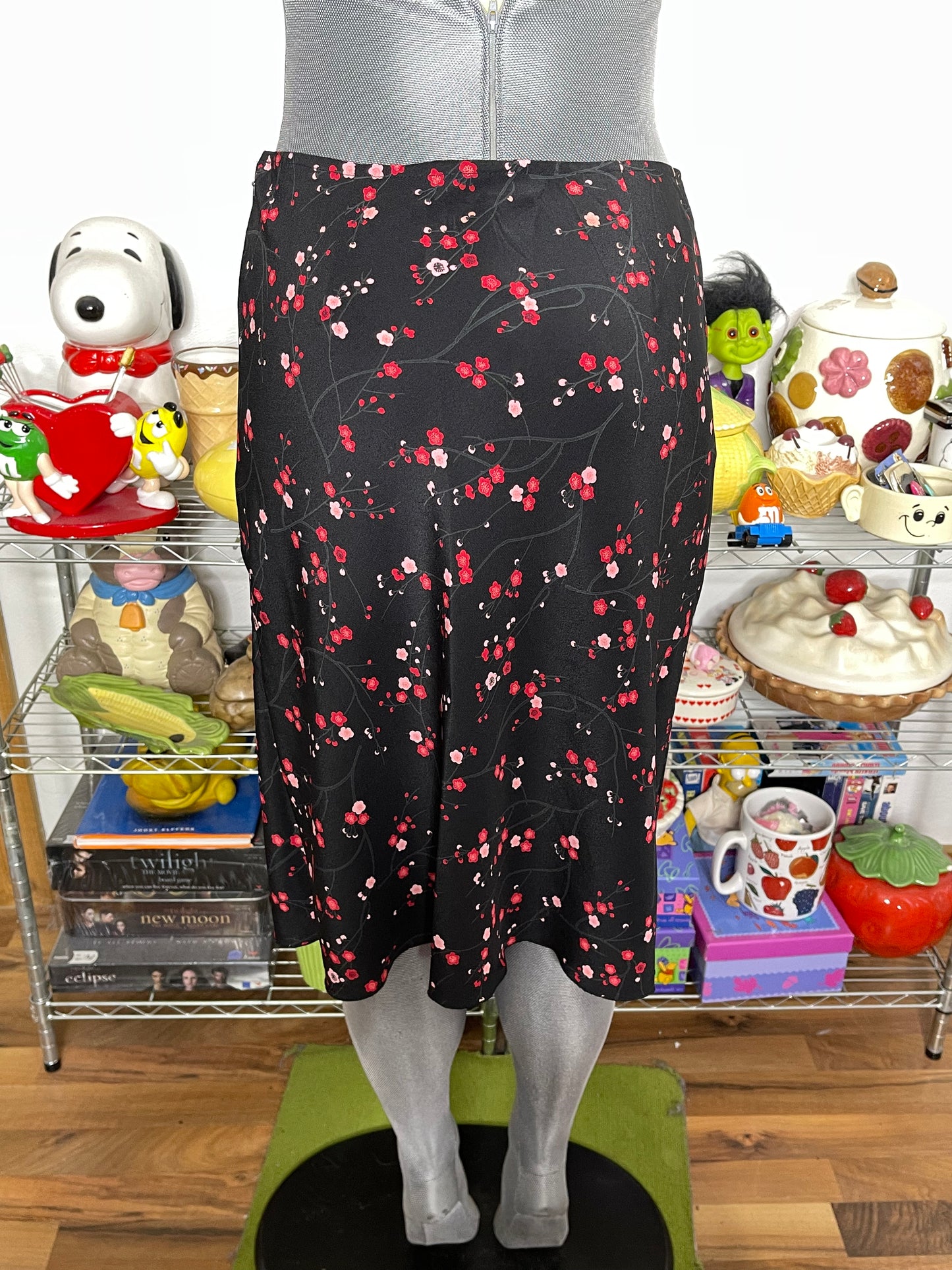 2000s Express Floral Cherry Blossom Midi Skirt Sz 3/4