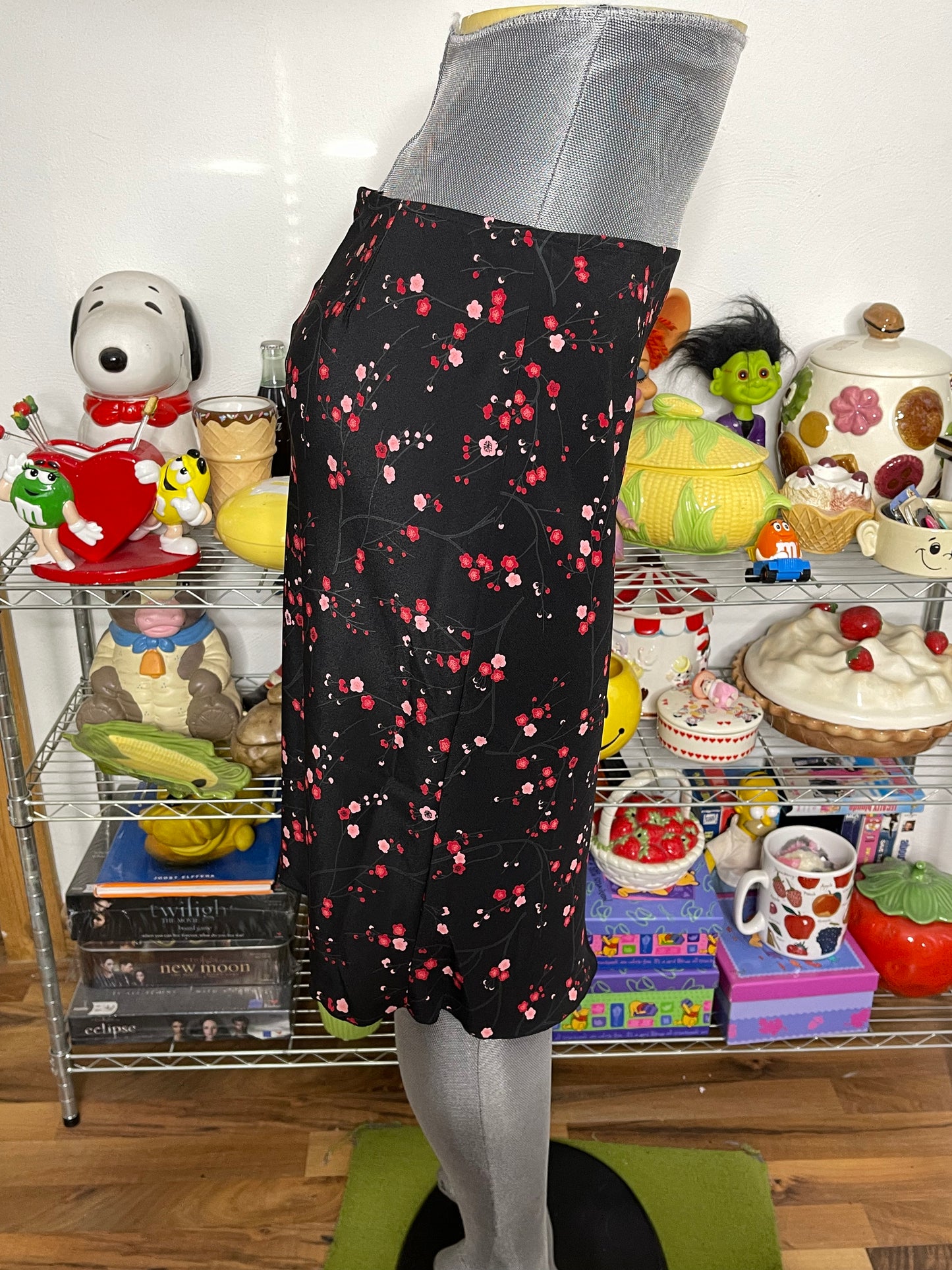 2000s Express Floral Cherry Blossom Midi Skirt Sz 3/4