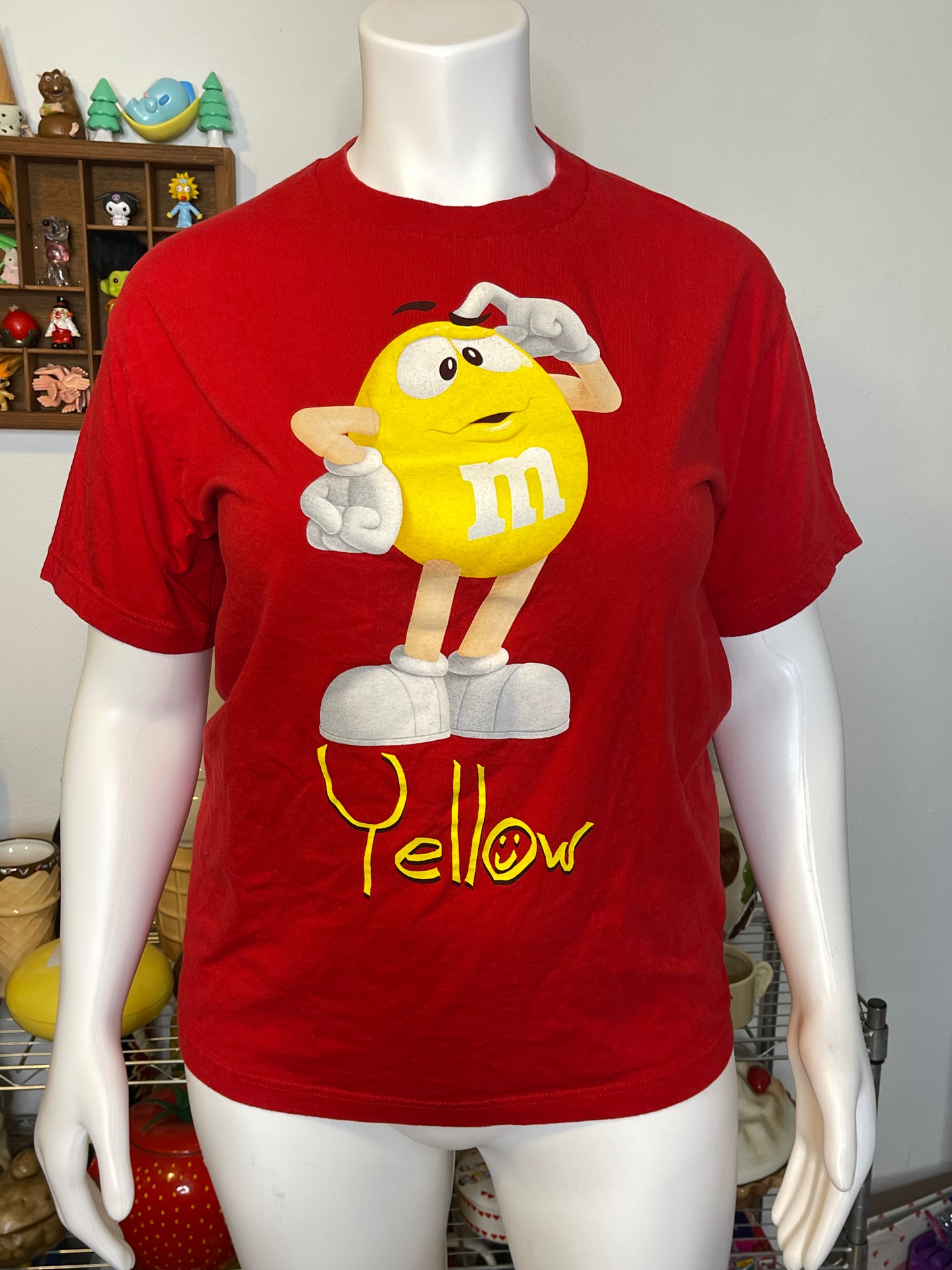 Yellow M&M Red Graphic Tee Sz L
