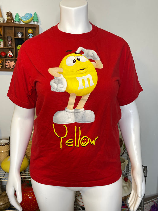 Yellow M&M Red Graphic Tee Sz L