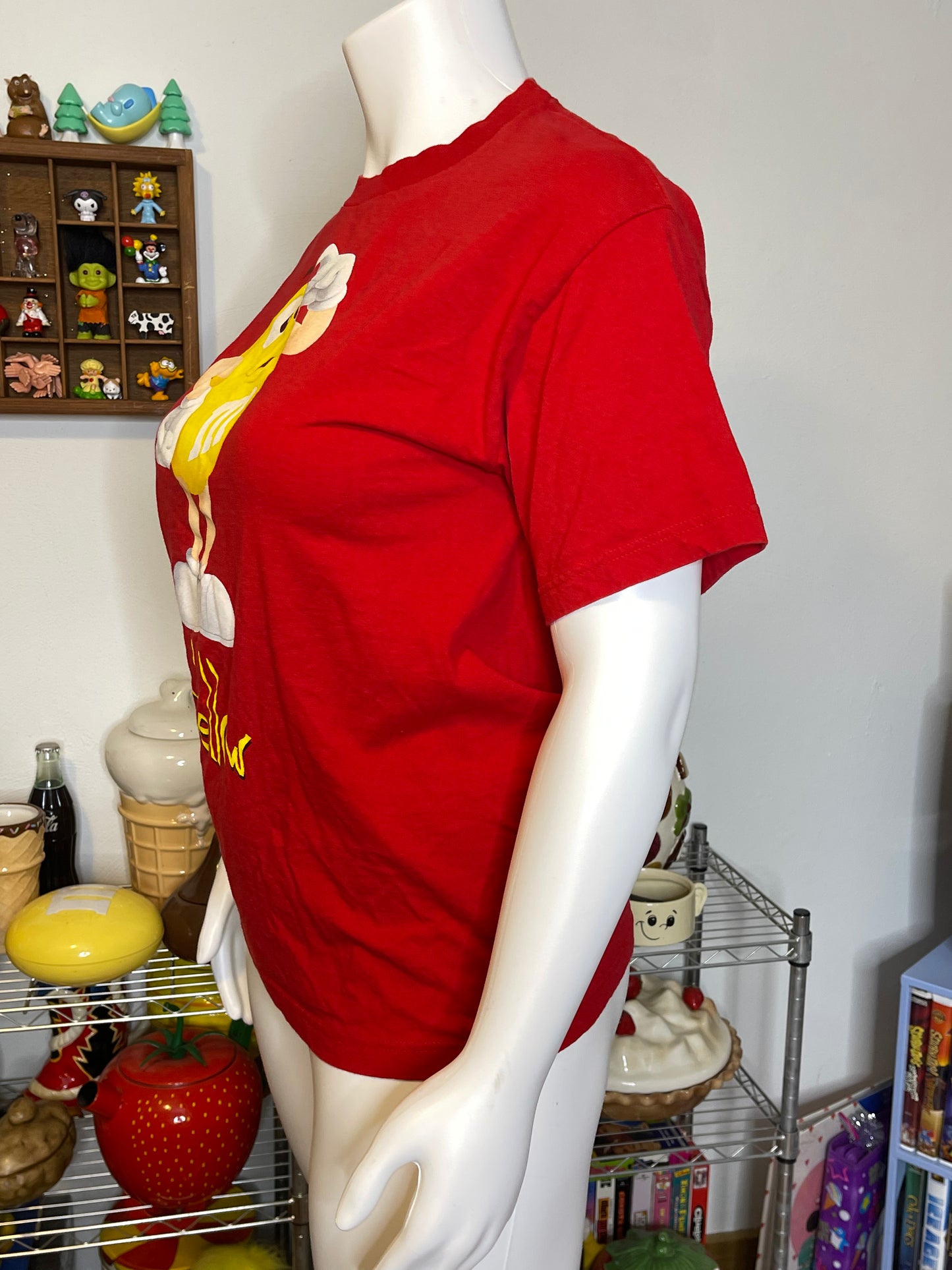 Yellow M&M Red Graphic Tee Sz L