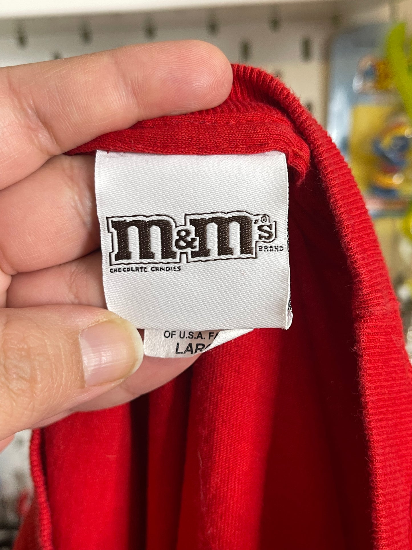 Yellow M&M Red Graphic Tee Sz L