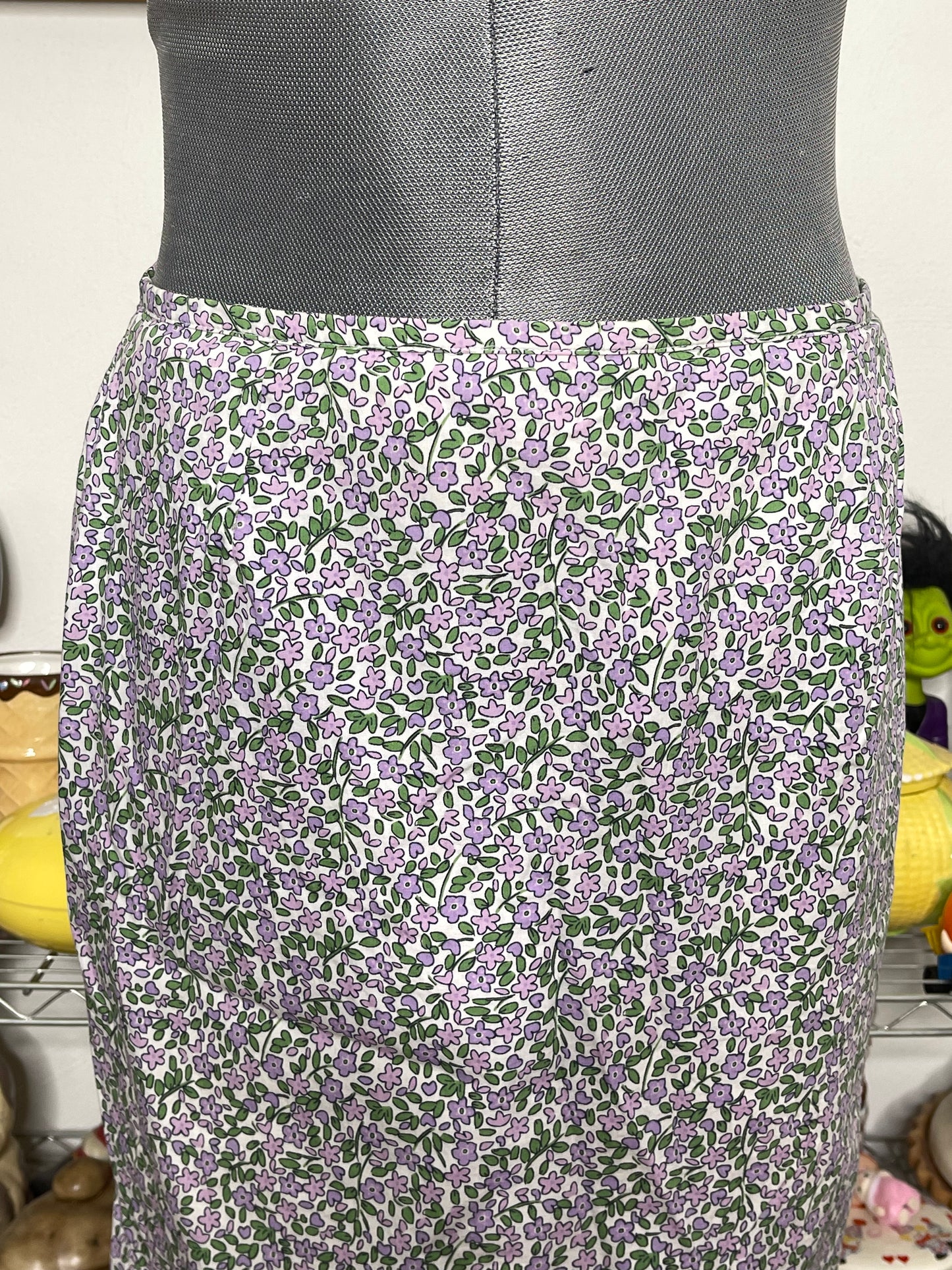 2000s Purple Flower Print Skirt Sz 10 28in