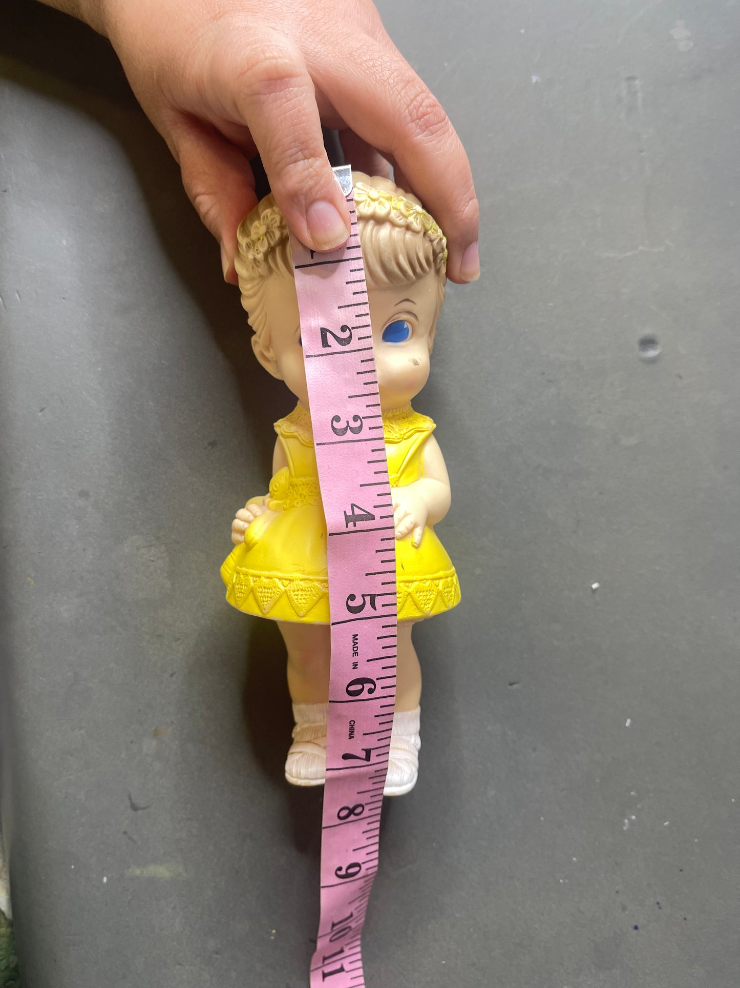 Vintage 1950's Yellow Dress Girl Doll Squeak Toy