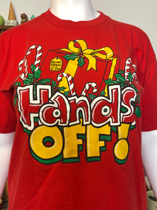 90s Hands Off Holiday Graphic Tee Sz XL