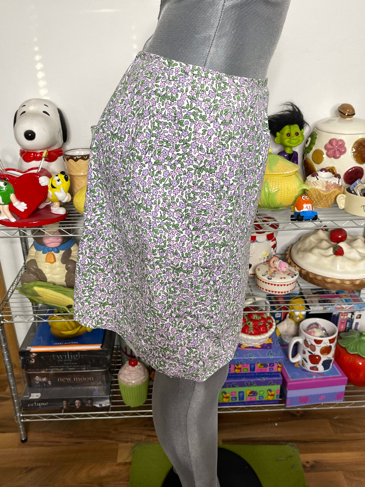 2000s Purple Flower Print Skirt Sz 10 28in
