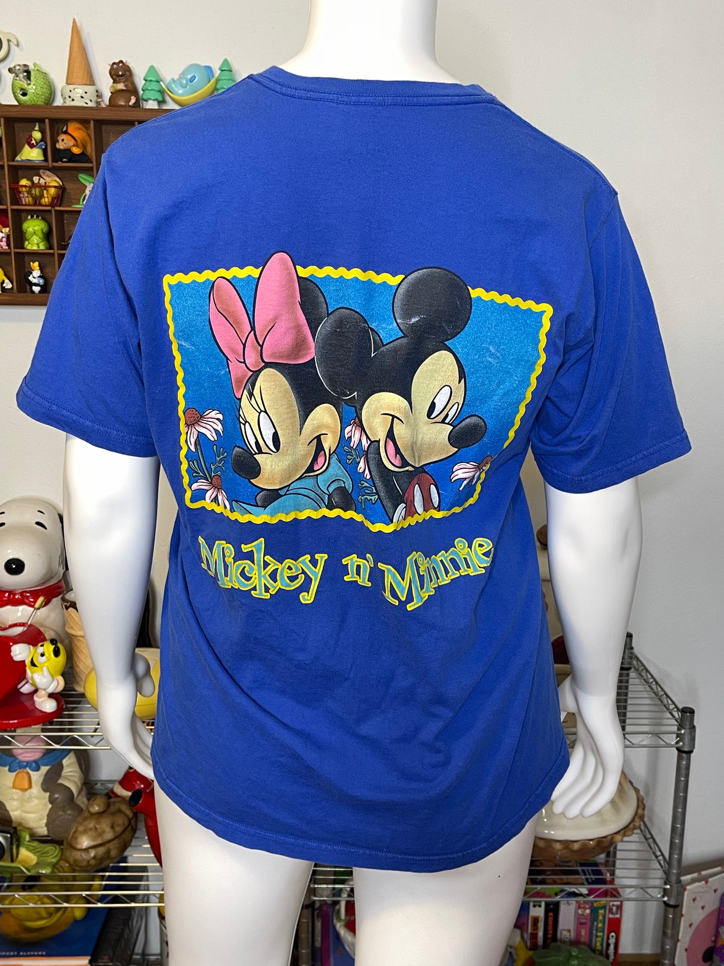 Vintage Mickey & Minnie Mouse Stamp Graphic Tee Sz XL