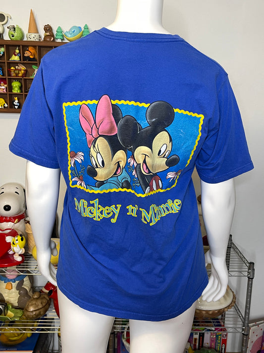 Vintage Mickey & Minnie Mouse Stamp Graphic Tee Sz XL