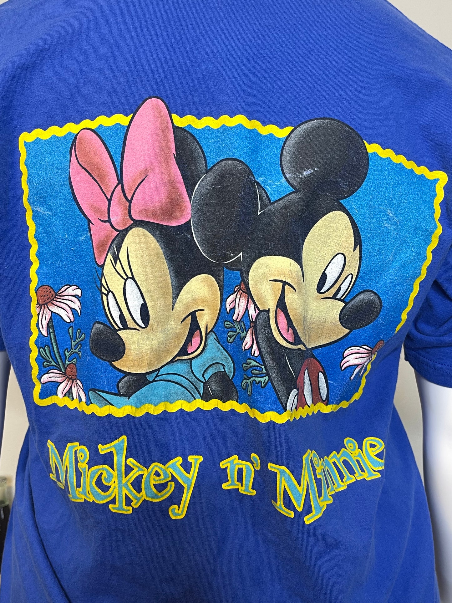 Vintage Mickey & Minnie Mouse Stamp Graphic Tee Sz XL