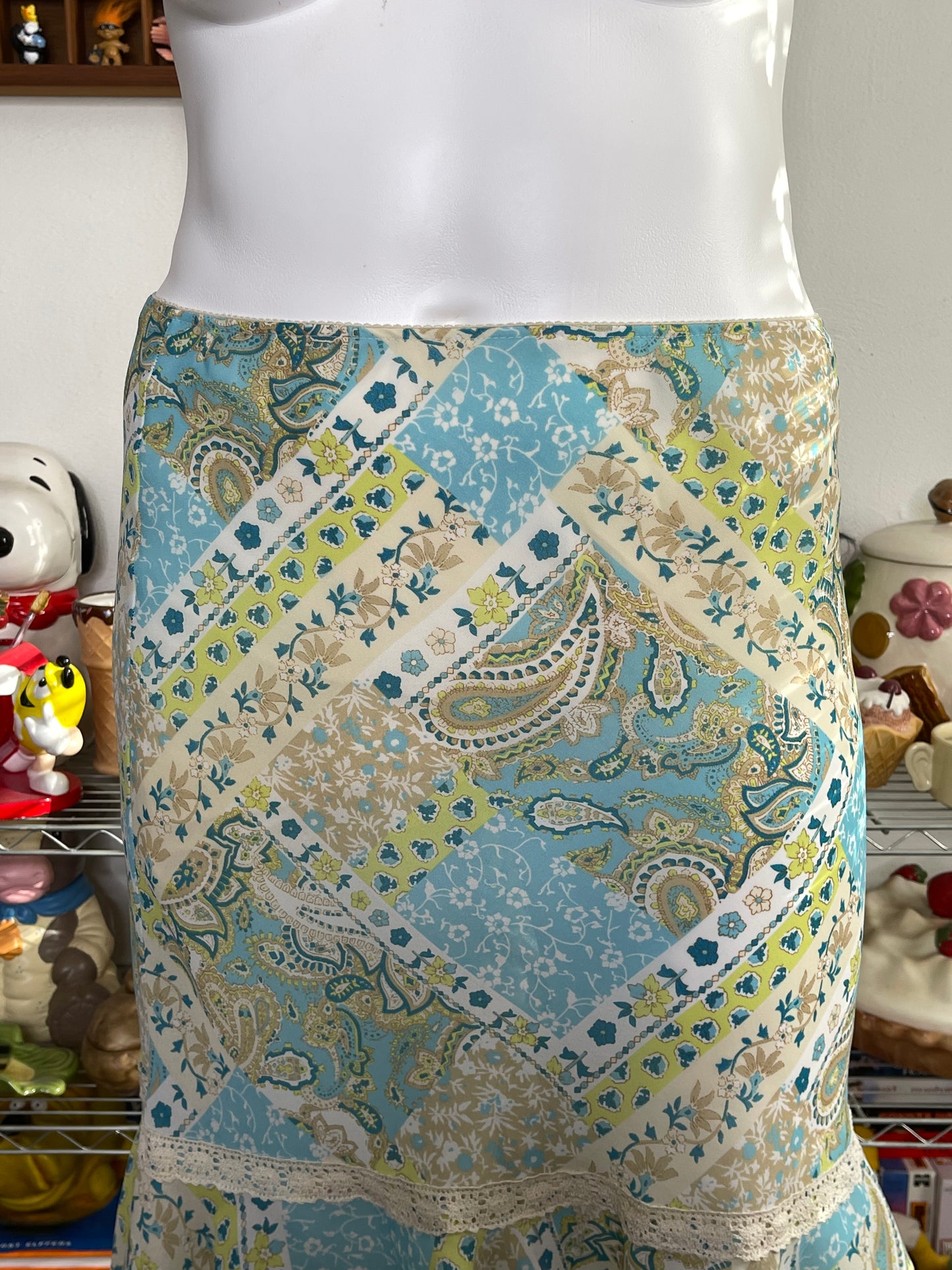 Vintage 2000s Fairy Floral Paisley Midi Skirt Sz 10P