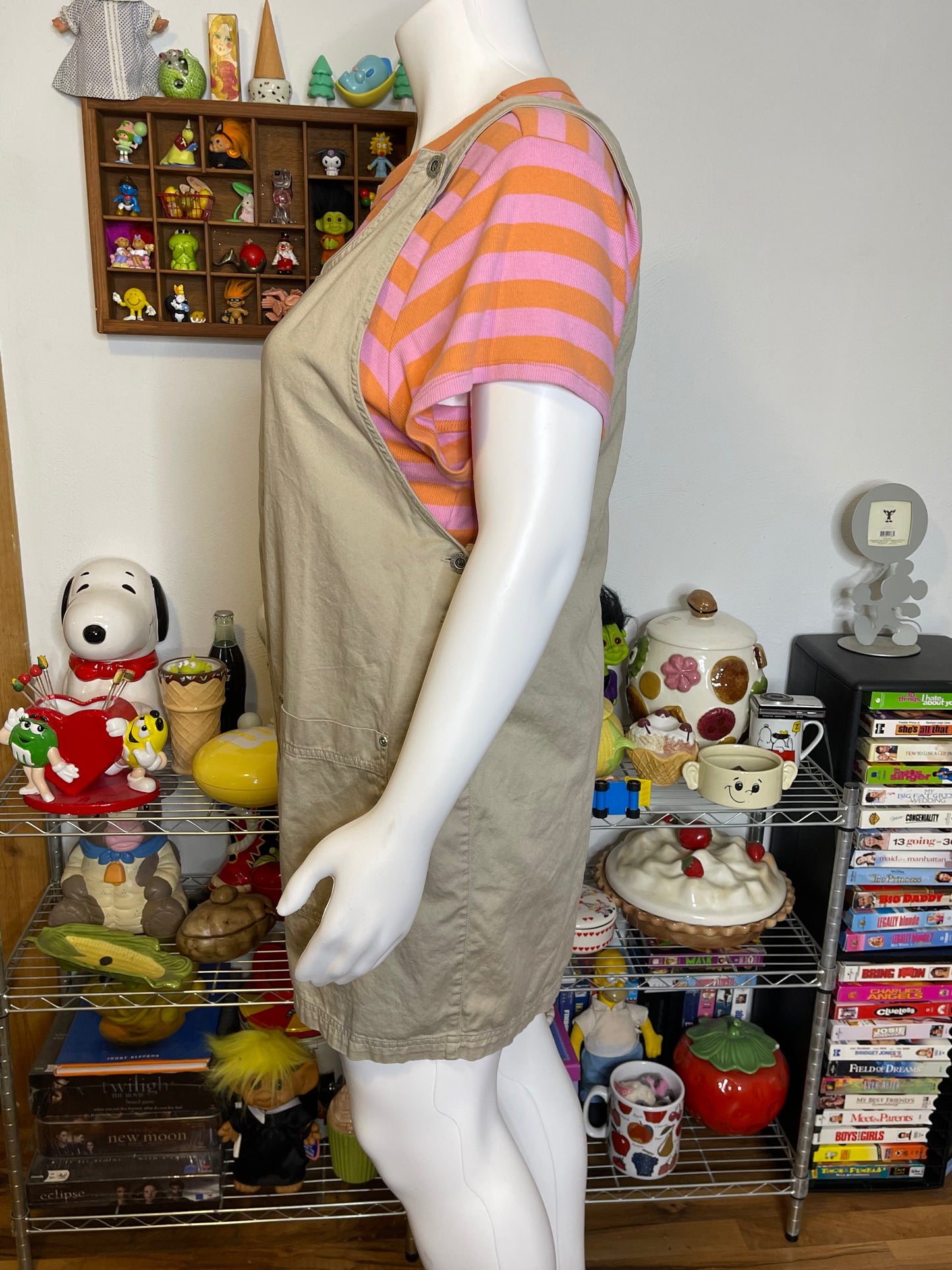 Vintage Khaki Tan Oversized Romper Overalls Sz XL/XXL