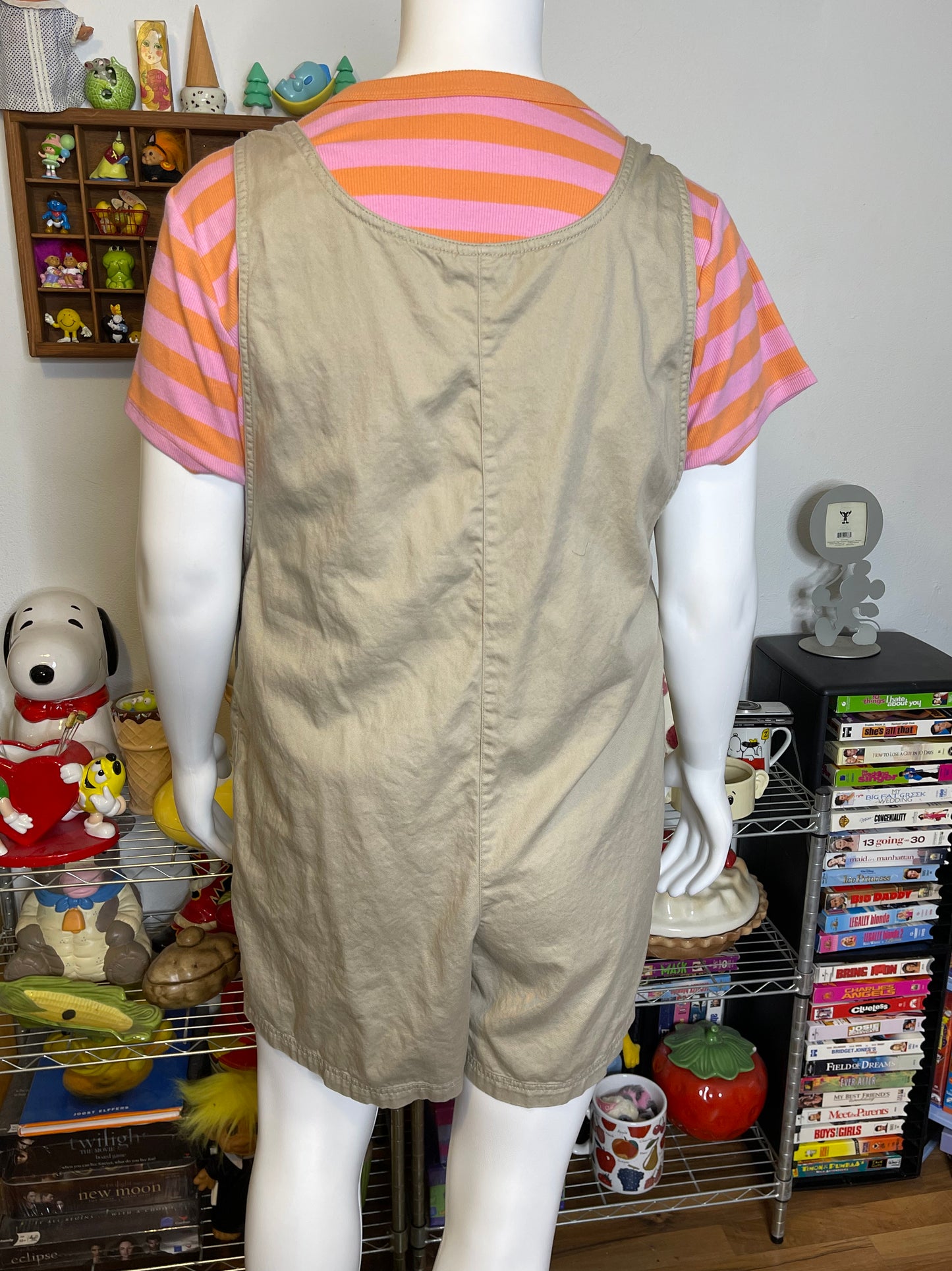 Vintage Khaki Tan Oversized Romper Overalls Sz XL/XXL