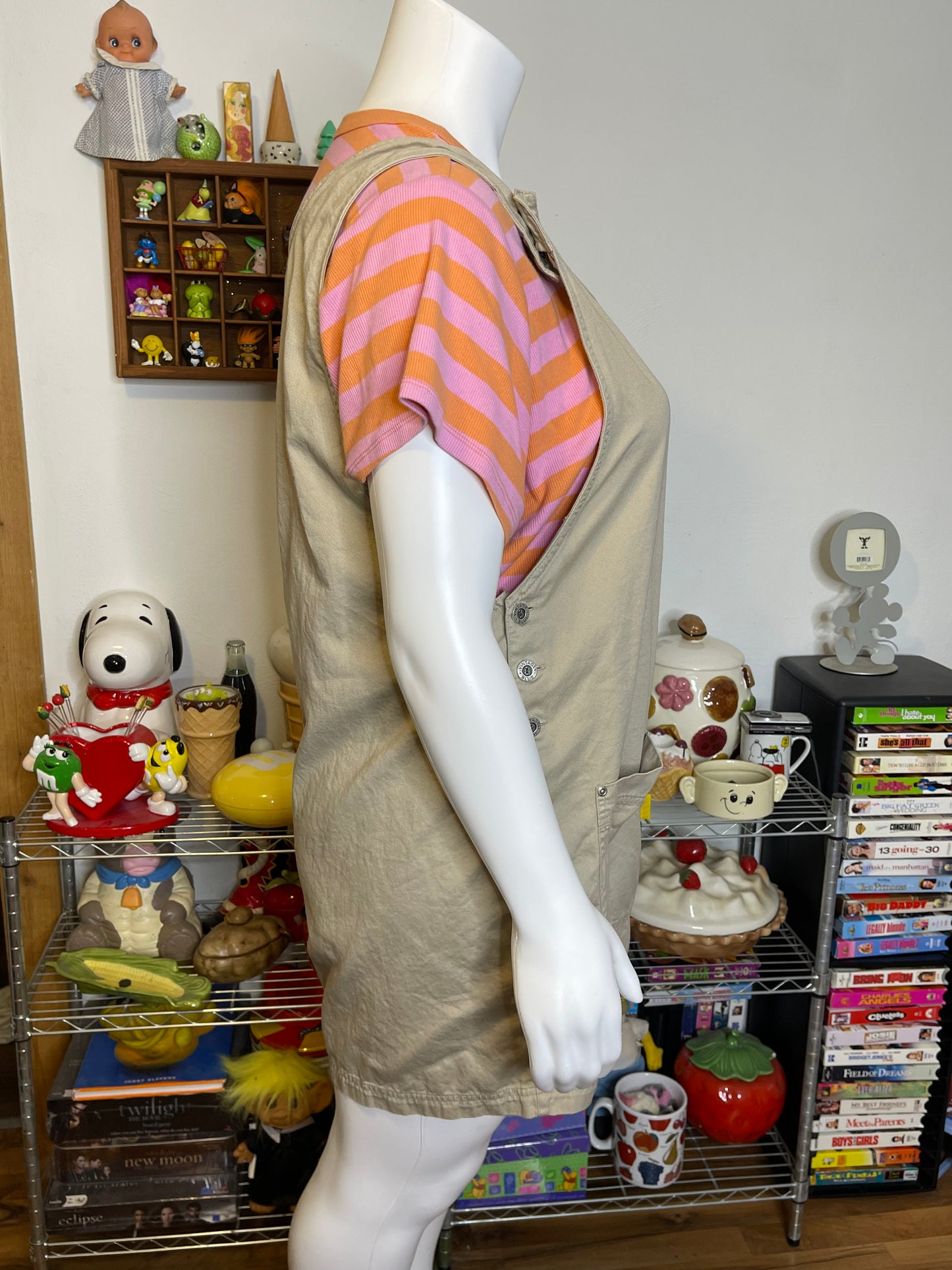 Vintage Khaki Tan Oversized Romper Overalls Sz XL/XXL