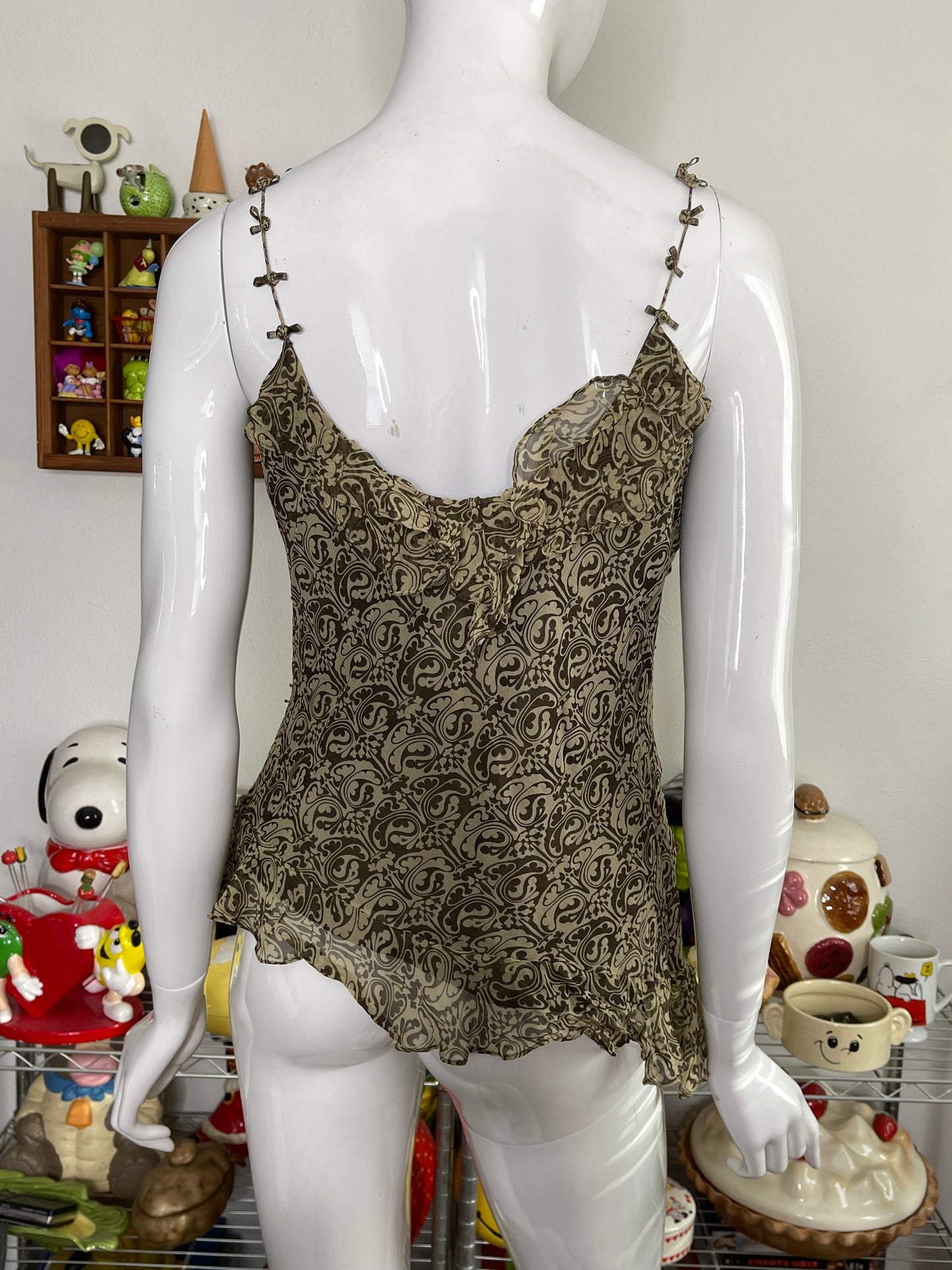 Vintage 2000s beaded sequin asymmetrical top Sz M