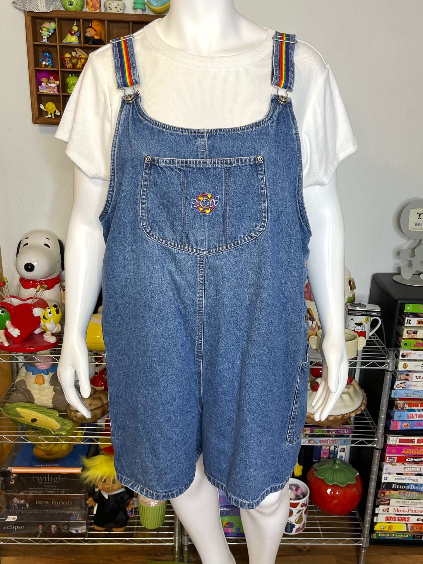 Vintage Plus Size Route 66 Rainbow Denim Overalls Sz 24W