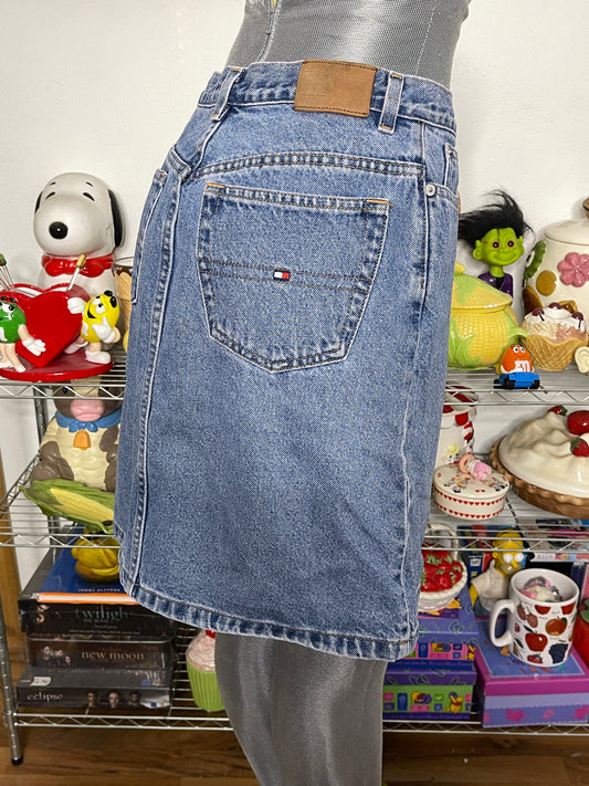 Vintage 2000s Tommy Hilfiger Denim Skirt Sz 8