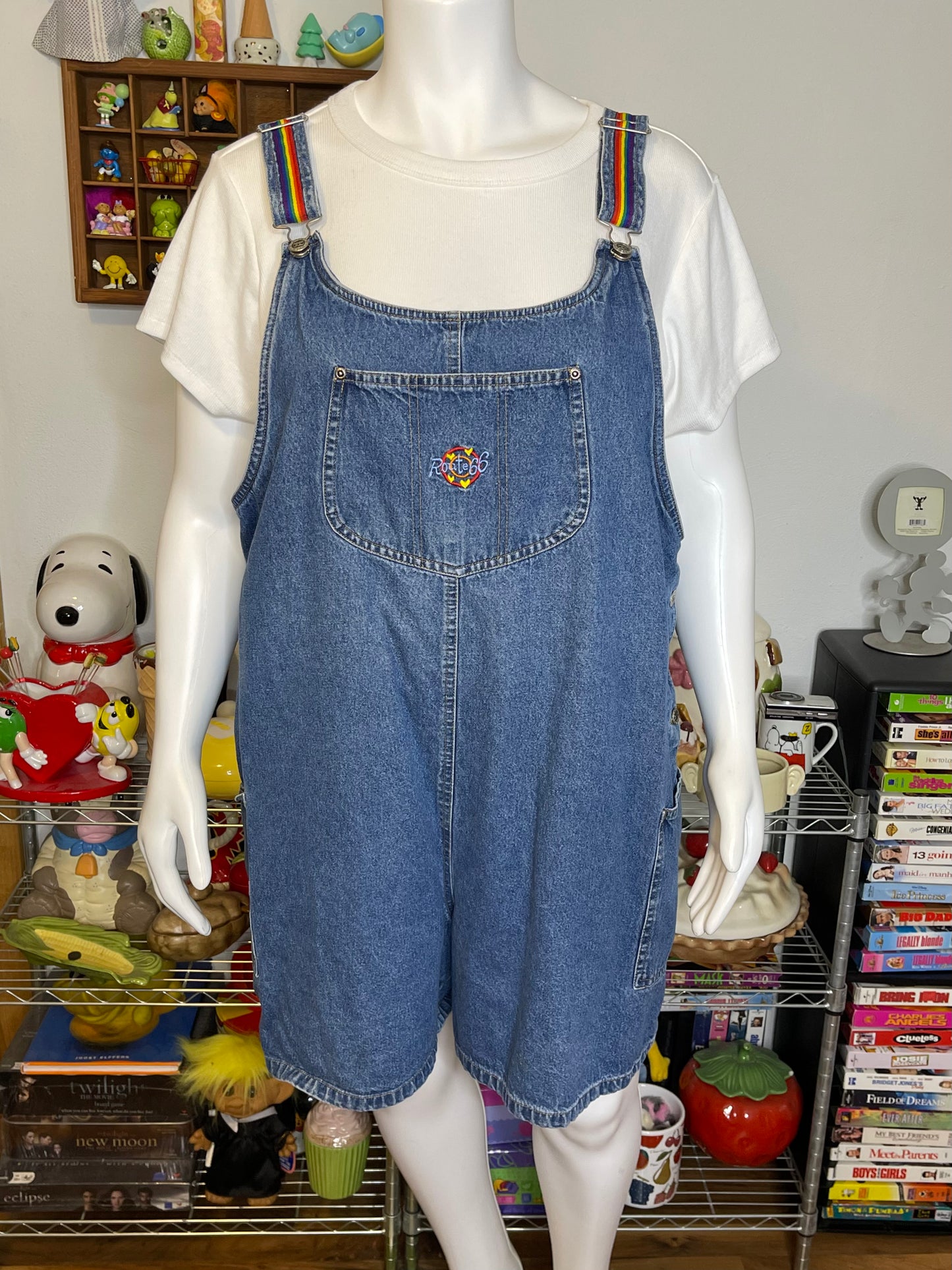 Vintage Plus Size Route 66 Rainbow Denim Overalls Sz 24W