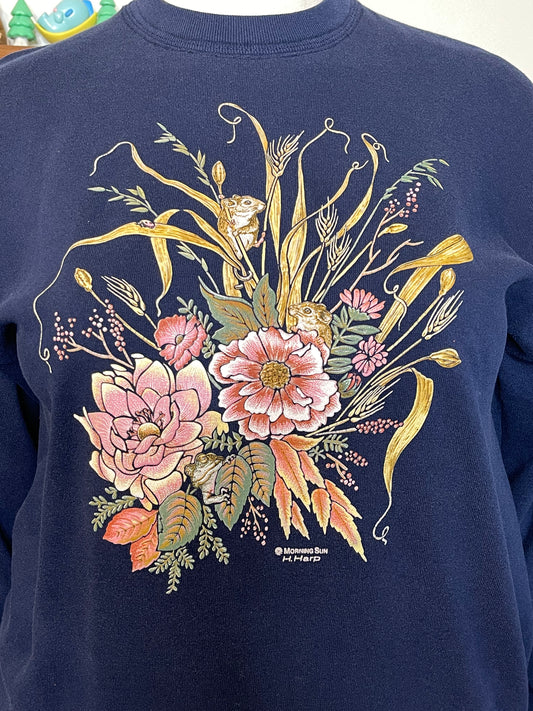 90s Fall Field Mouse Graphic Crewneck Sweater Sz L