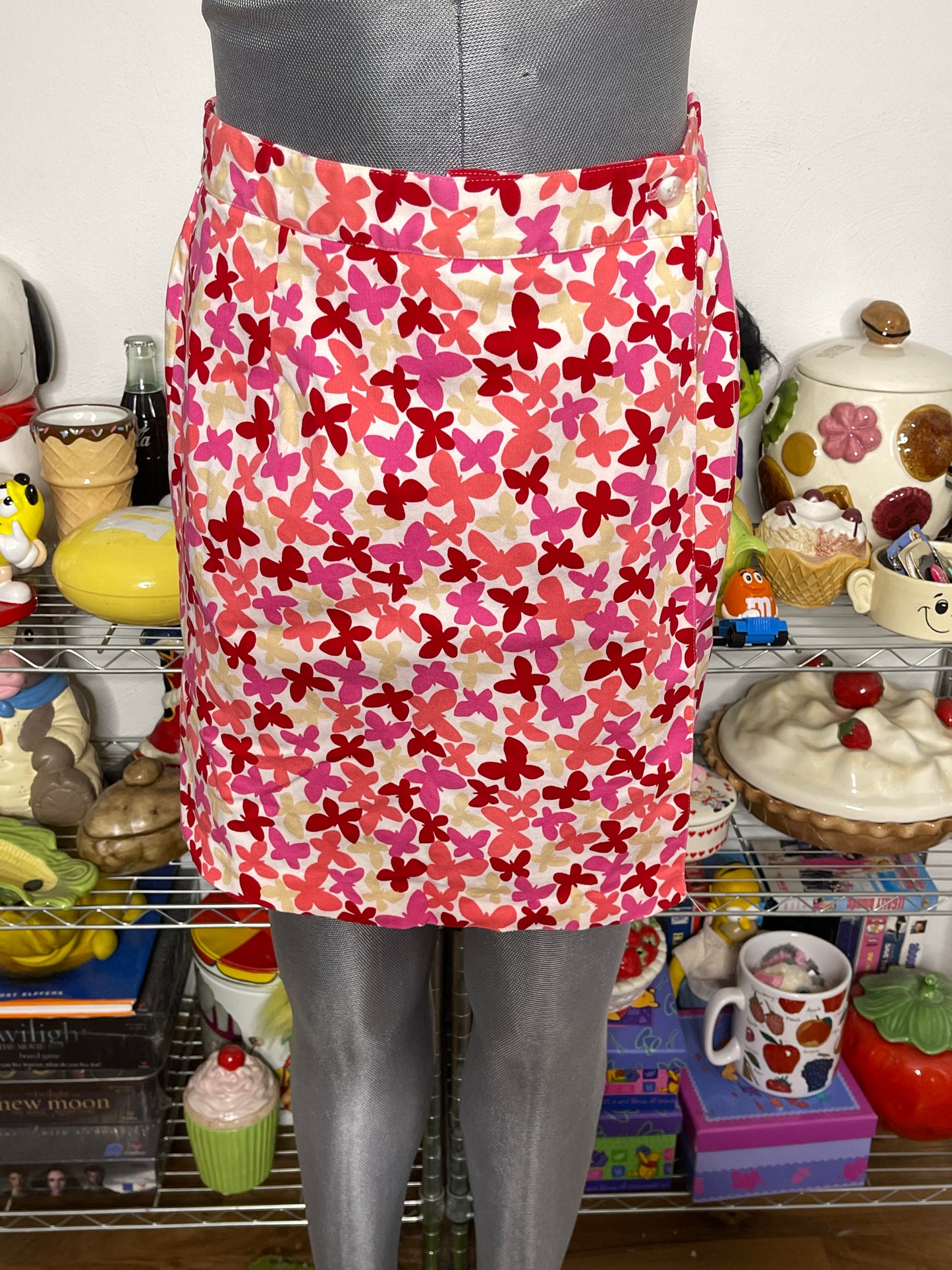 Vintage 90s Colorful Butterfly Print Skort Sz M 28in 29in