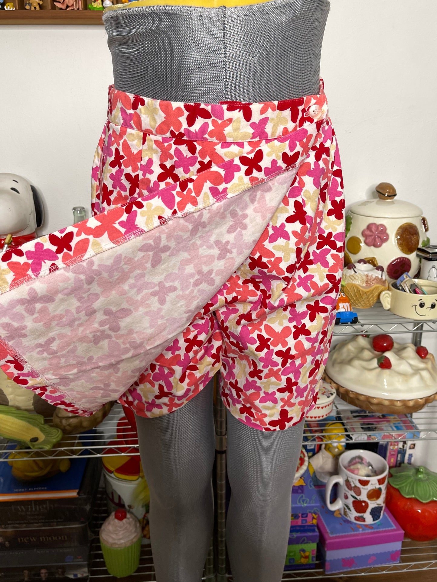 Vintage 90s Colorful Butterfly Print Skort Sz M 28in 29in