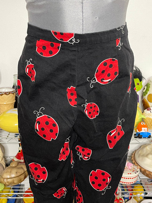 Vintage 90s  Faded Lady Bug Print High Waisted Capris Sz M