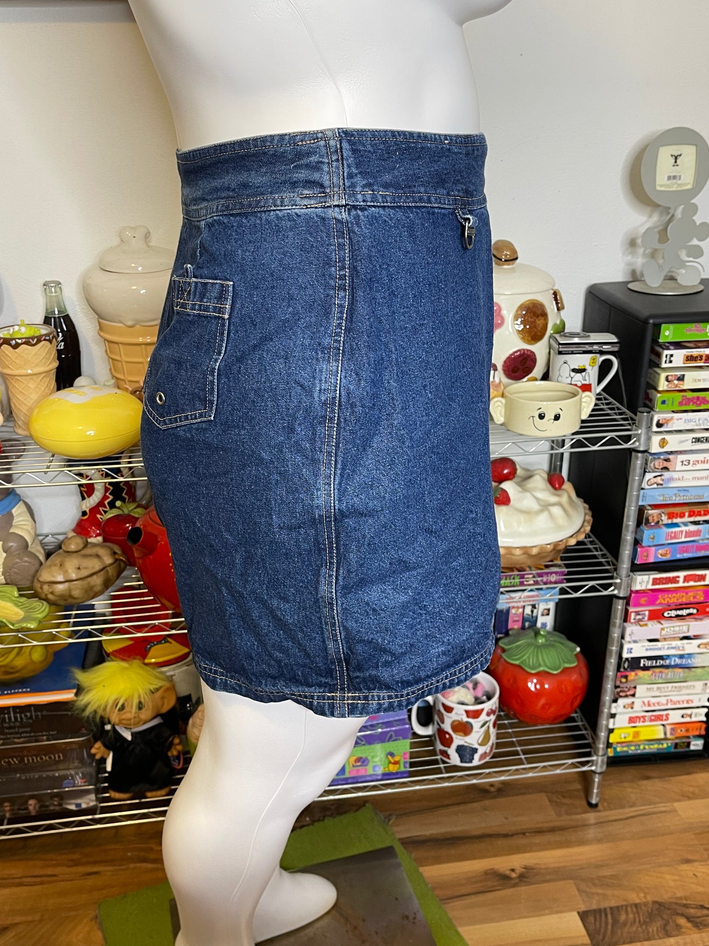 Vintage Dark Wash Denim Skort Sz 14 33in