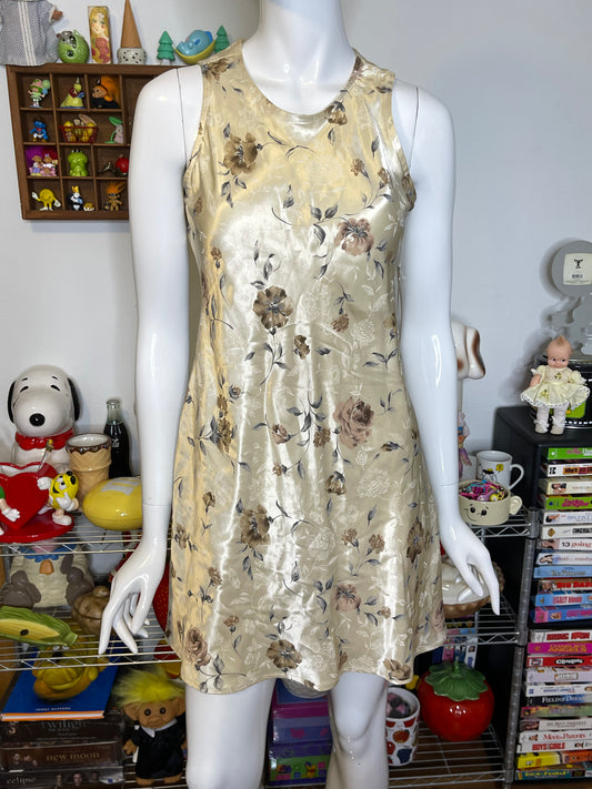 Vintage Deadstock Butter Floral Stain Style Mini Dress Sz S
