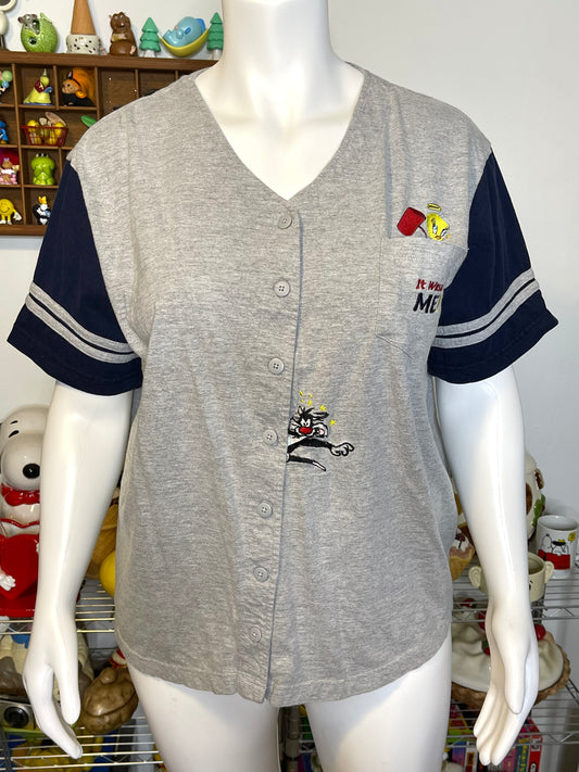 2000s Looney Tunes Plus Size Baseball Style Top Sz 2X