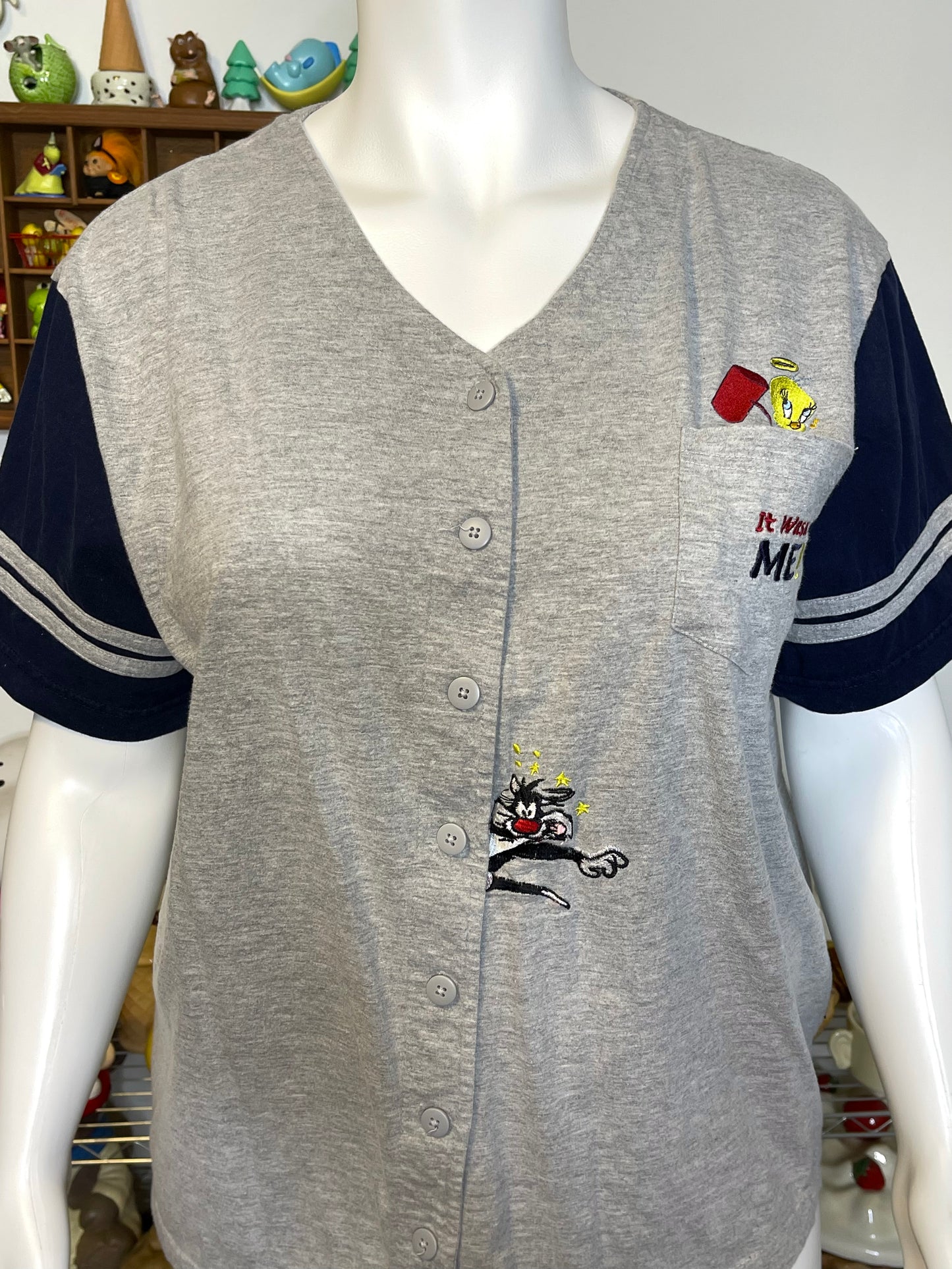 2000s Looney Tunes Plus Size Baseball Style Top Sz 2X