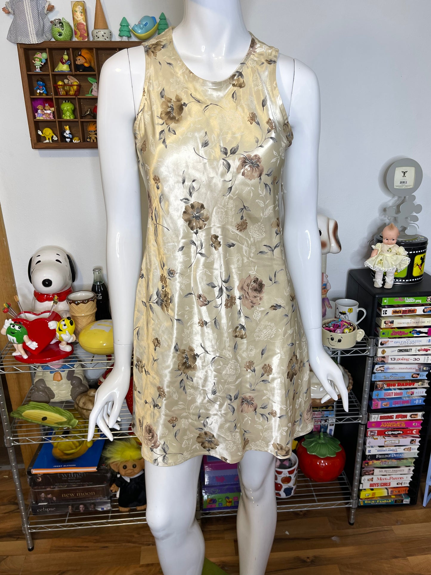 Vintage Deadstock Butter Floral Stain Style Mini Dress Sz S