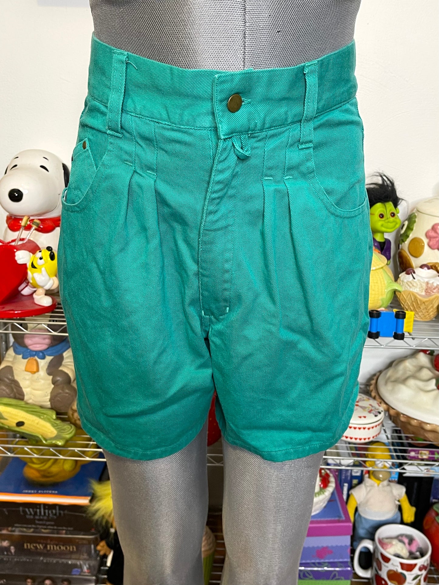 Vintage Teal Green High Waisted Shorts Sz 11 27in