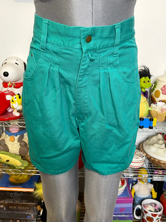 Vintage Teal Green High Waisted Shorts Sz 11 27in