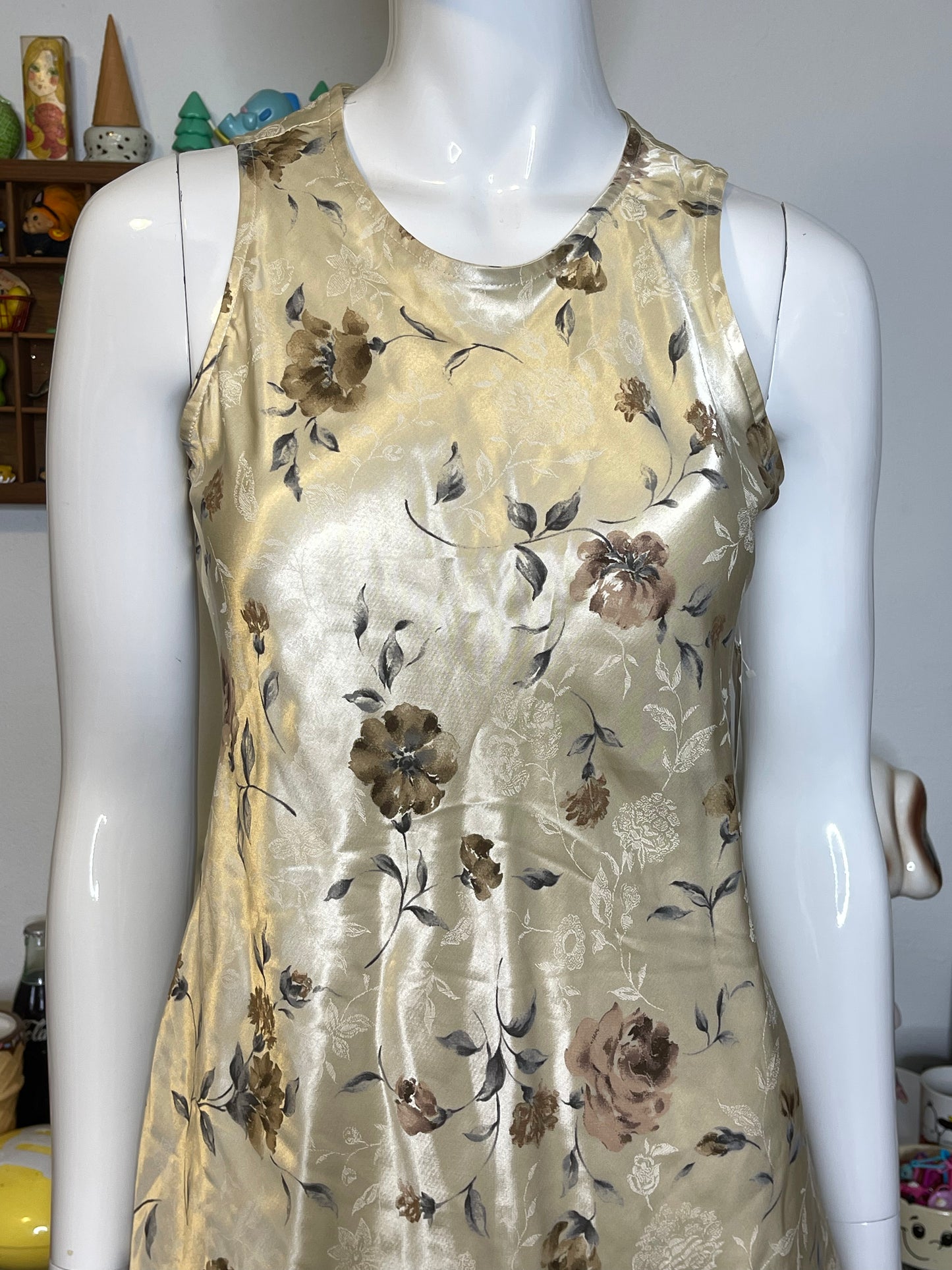 Vintage Deadstock Butter Floral Stain Style Mini Dress Sz S