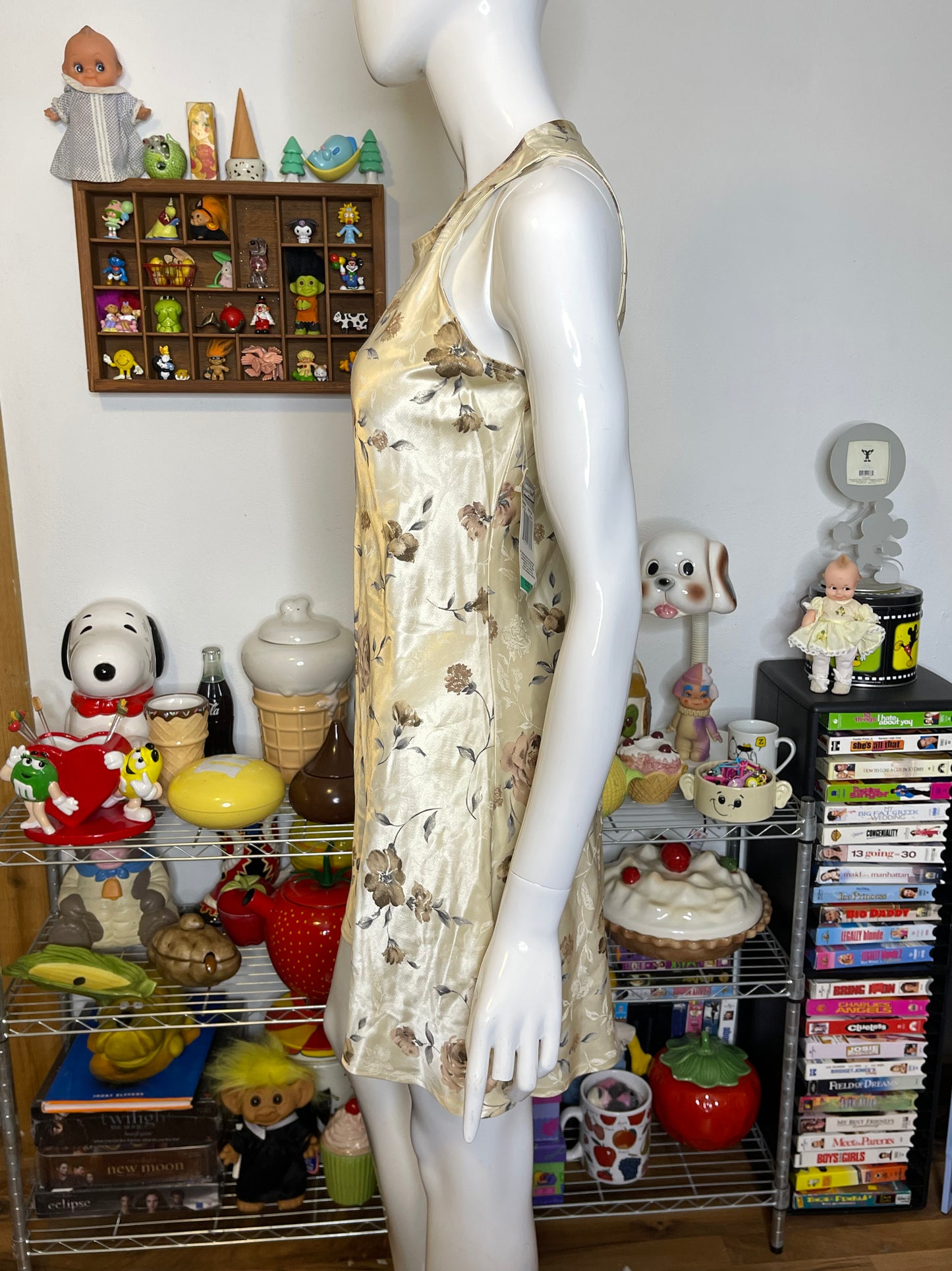 Vintage Deadstock Butter Floral Stain Style Mini Dress Sz S