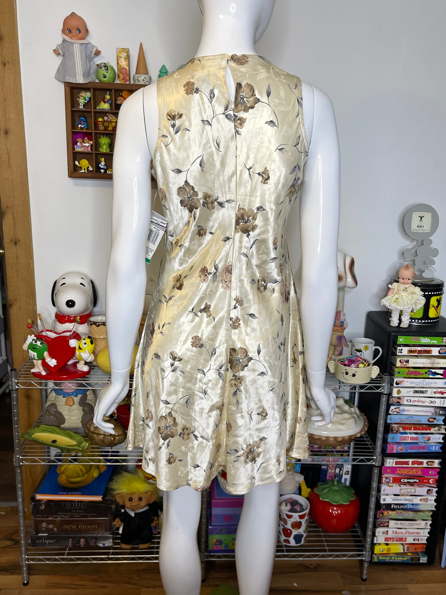 Vintage Deadstock Butter Floral Stain Style Mini Dress Sz S