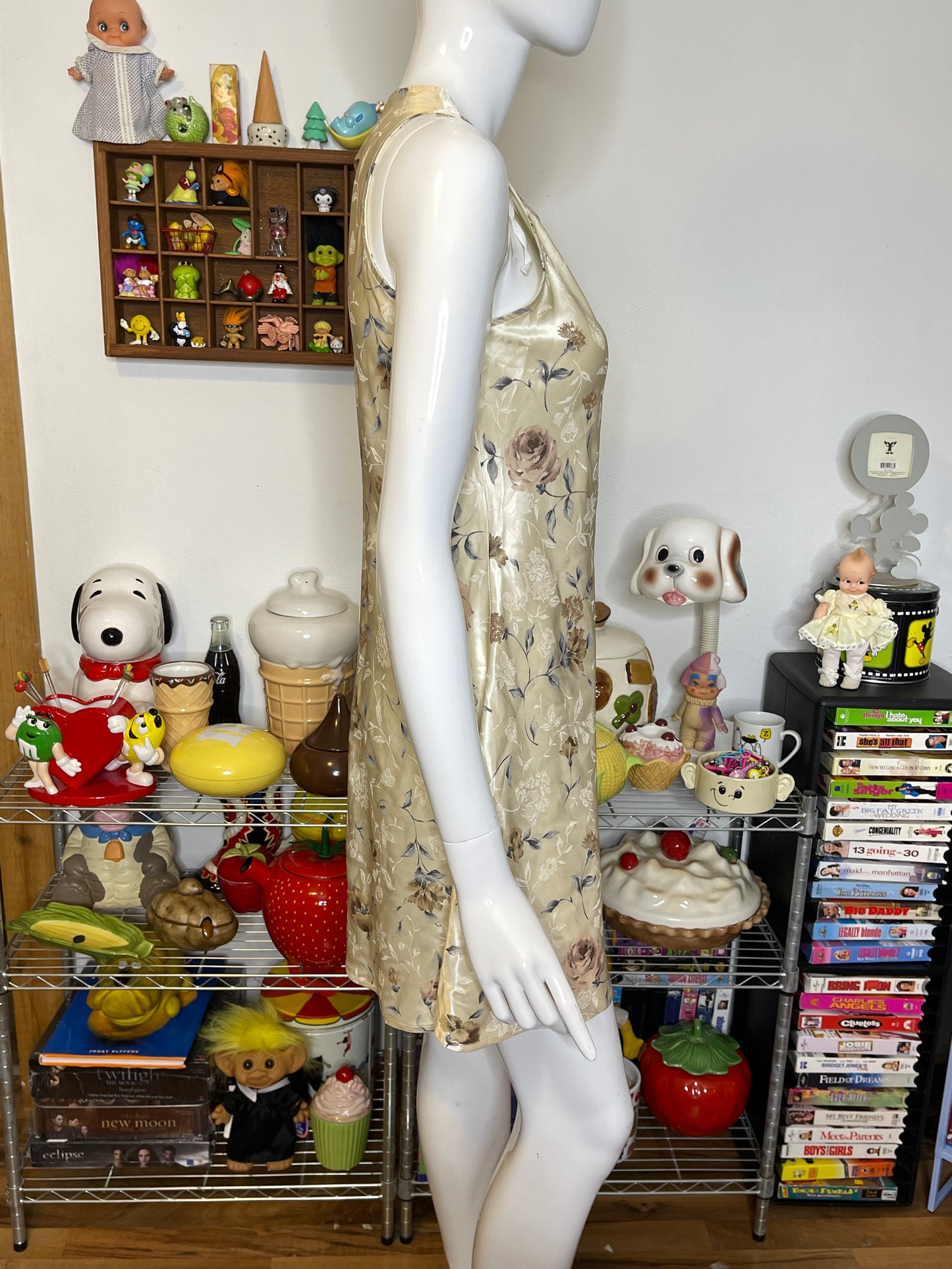 Vintage Deadstock Butter Floral Stain Style Mini Dress Sz S