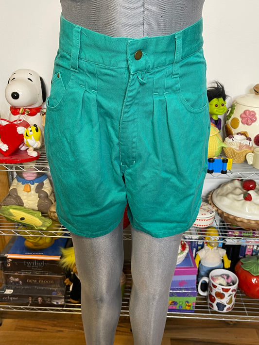 Vintage Teal Green High Waisted Shorts Sz 11 27in