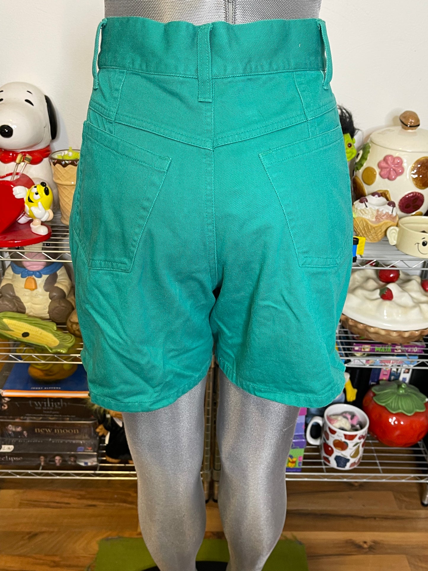 Vintage Teal Green High Waisted Shorts Sz 11 27in
