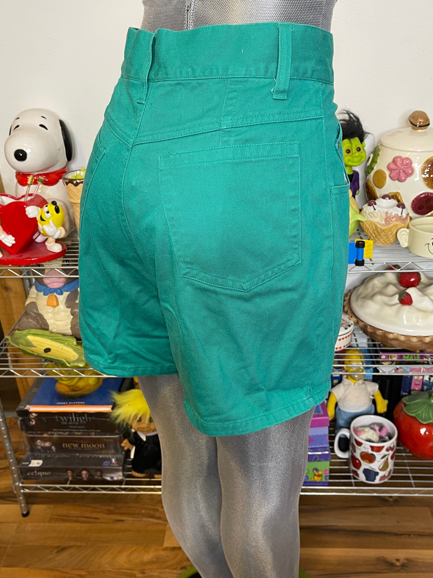 Vintage Teal Green High Waisted Shorts Sz 11 27in