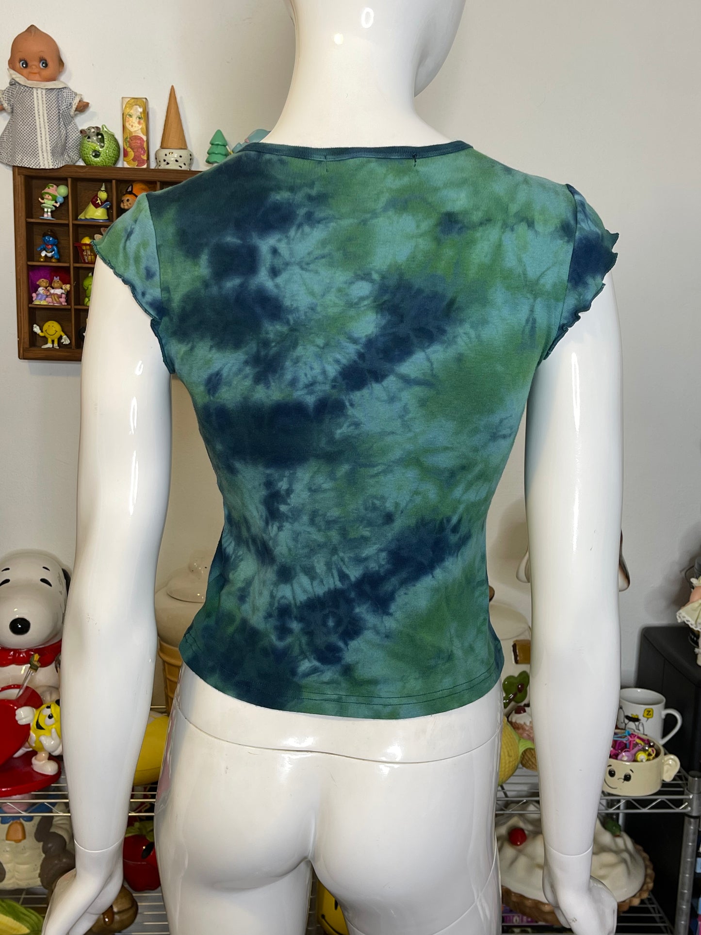 2000s Green & Blue Tie-dye Rampage Cropped Baby Tee Sz M/ L