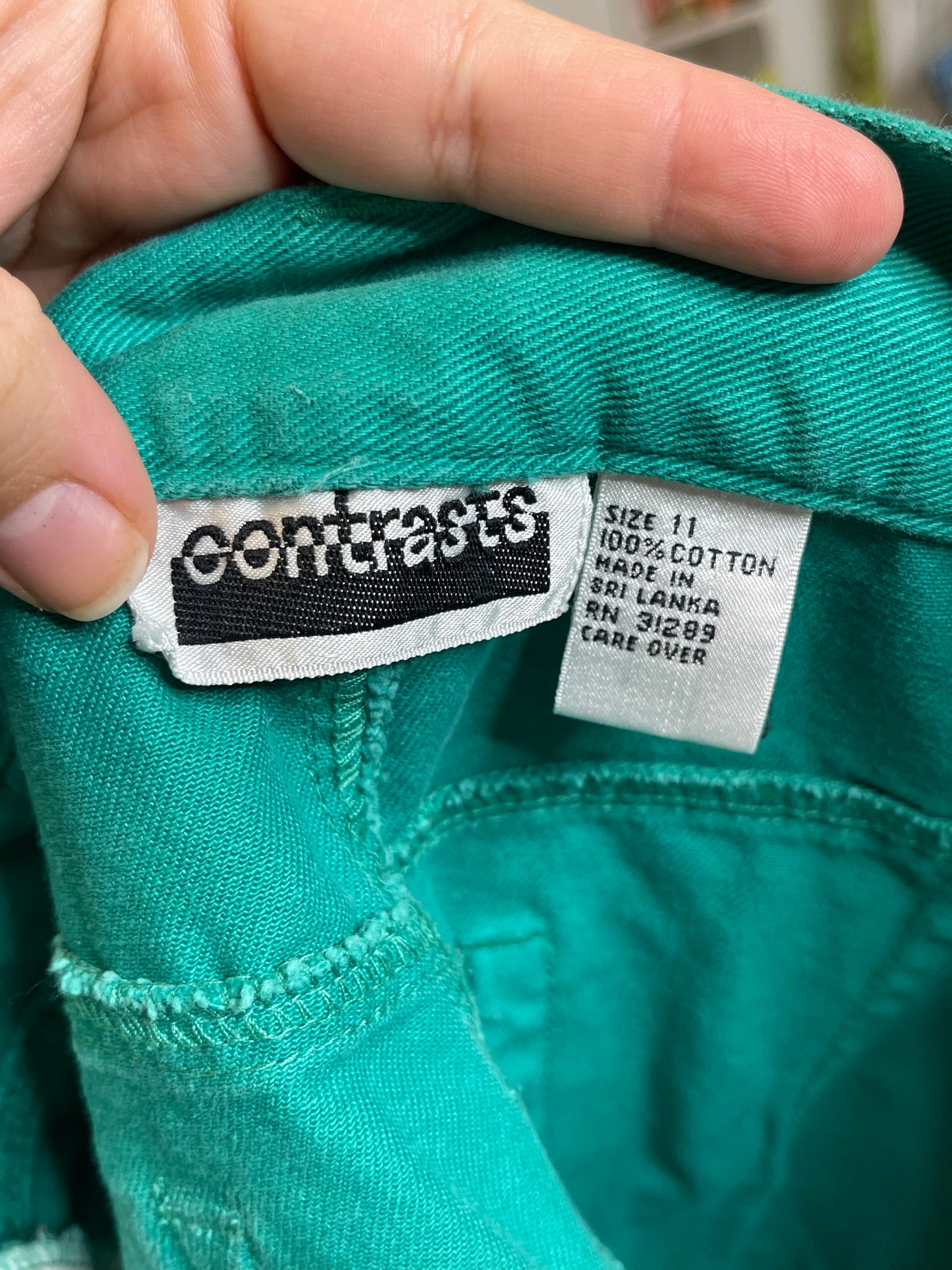 Vintage Teal Green High Waisted Shorts Sz 11 27in