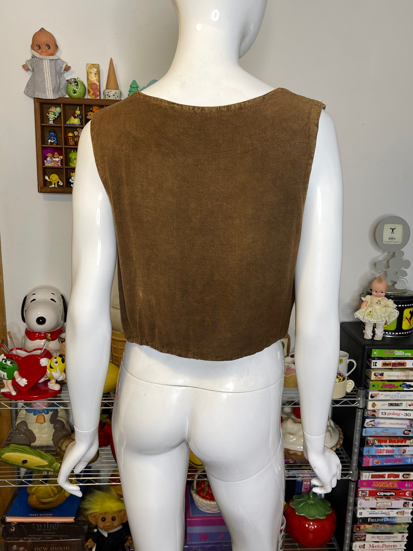 Brown Embroidered Hippie Fairy Style Vest Sz M